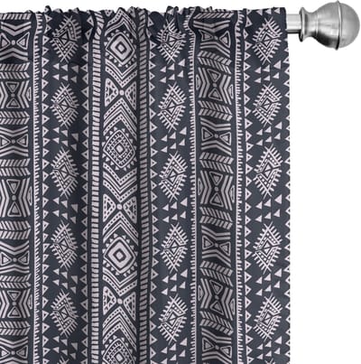 ABAKUHAUS Afrikaanse Voorhangen – 2x75x225 cm – Halfdonkerend – Kadetblauw/Wit