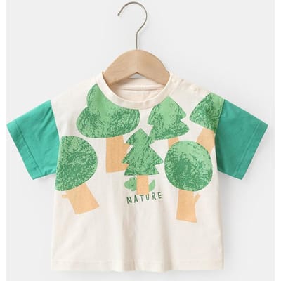 Babykleding Casual T-shirt met korte mouwen Zomerkleding Jongens en Meisjes Baby Kinderen Zomer T-shirt met halflange mouwen. 120cm beige