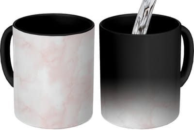 Magische Mok - Foto op Warmte Mokken - Koffiemok - Wolkenstructuur - Roze - Marmer print - Magic Mok - Beker - 350 ML - Theemok