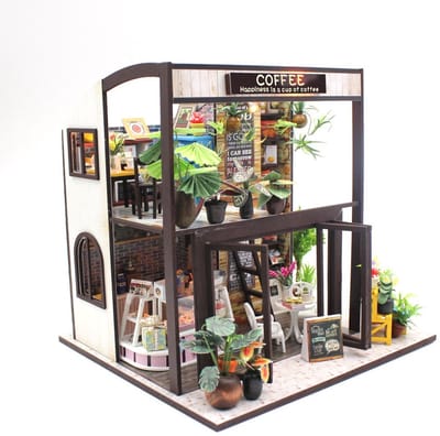 City coffee bar - 3D Puzzel met Handleiding - DIY - Miniatuur Modelbouw Hout Kinderen en Volwassenen - Houten bouwpakket - Assemblr