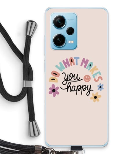 Case Company® - Hoesje met koord geschikt voor Xiaomi Redmi Note 12 Pro Plus hoesje met Koord - Happy days - Telefoonhoesje met Zwart Koord - Bescherming aan alle Kanten en Over de Schermrand