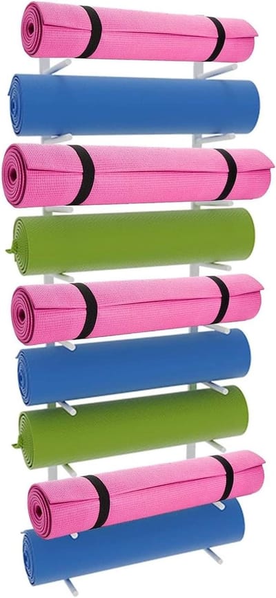 Yoga Mat Houder - Opbergrek Fitness - Sportspullen Organiseren - Ruimtebesparend Ontwerp - 155 cm Hoog - Wit