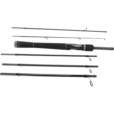 6-delige Vishengel Ultralicht Spinhengel Castinghengel Reishengel met Opbergtas spinning rod 2.1m black
