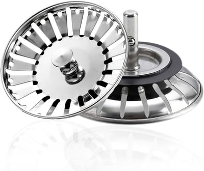 2 Stuks Spoelbakzeef met Plug 78mm RVS Keuken Afvoer Verstopping Voorkomen