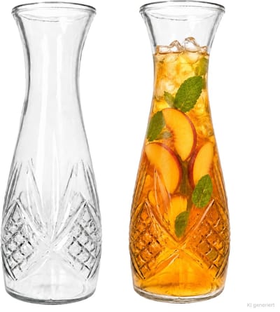2er Set VALTO Karaf 1L met reliëf van glas – 92683