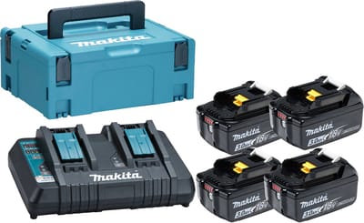 Makita Toebehoren - Set van 9A lader en 4x 18 V LXT 3.0 Ah accu 197970-3