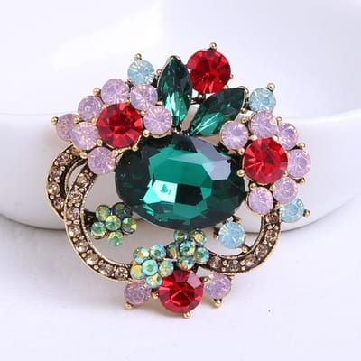 Liefde Edelsteen Strass Broche High-End Temperament Elegante Jurk All-Match Corsage Kleding Accessoires Speld black