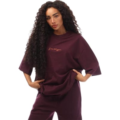Hype Oversized T-shirt voor heren met kenmerkend logo (Paars)