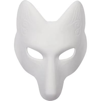 Vos Masker DIY Dieren Maskerade Maskers Beschilderbaar Halloween Feest Wolf Cosplay Kostuum Accessoire white