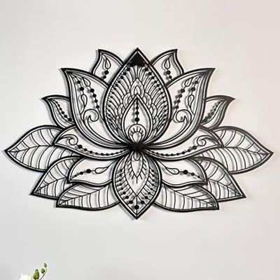Metalen Wanddecoratie 3D Mandala met Lotusbloem | Spirituele Muurkunst voor Woonkamer, Slaapkamer en Kantoor | Uniek Nieuwjaarscadeau