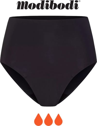 Modibodi Menstruatie Ondergoed Super Absorberend Lekvrij Naadloze Hoge Slip Zwart 36