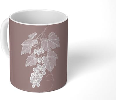Mok - Koffiemok - Tros - Druiven - Illustratie - Bladeren - Mokken - 350 ML - Beker - Koffiemokken - Theemok