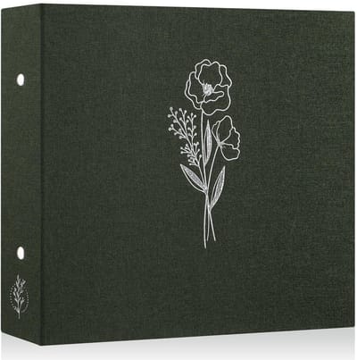 30,5 x 30,5 cm Scrapbook fotoalbum, linnen cover archivering zuurvrij bovenlader 3 ringband map fotoboek 30x30 cm met 30 plastic hoezen 60 pagina's (groen)