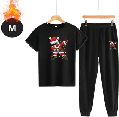 Bovista Kerst Pyjama - Heren - Kerstpyjama - Mannen - Slaapkleding Volwassenen - Set - Broek - Shirt - Christmas - Zwart - Maat M