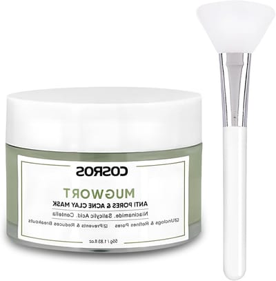 Natuurlijke Groene Theemasker met Siliconen Borstel voor Reiniging, Pore Cleanser en Anti-Pimple Behandeling voor Stralende Huid