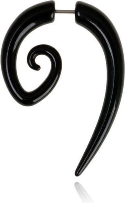 Zwarte Bone oorbel Tribal Snail