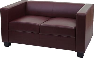 2-zits bank loungebank Lille ~ kunstleder, roodbruin