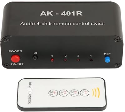 VT Goods - 4-weg AV-schakelaar - RCA-schakelaar - Multifunctionele audioselectiebox - Aluminium - IR-afstandsbediening - Geschikt voor Dvd, Gamecons..