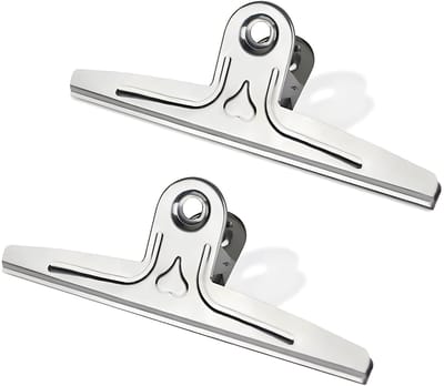 Extra grote bulldogklemmen, 2-pack 30 cm lange roestvrijstalen jumbo paperclips voor tekenbord, kunst, leraren, thuiswerkplek en schoolbenodigdheden (zilver, 29 cm)