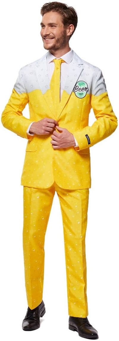 Suitmeister Premium Beer Yellow - Heren Pak - Carnavalskleding - Goud Geel - Bier Kostuum - Carnaval - Maat L