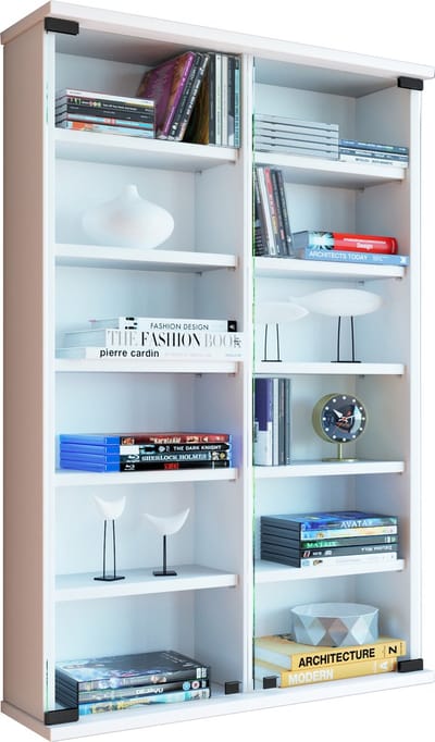 Houten CD DVD wandplank Hangende plank Wandkast Wandvitrinekast Zuntisa glazen deur