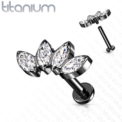 Piercing titanium 4 marquise intern schroefdraad 1.2x6 - zwart - LMPiercings