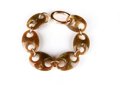 Armband Model Oval met bruin gemengde acryl schakels