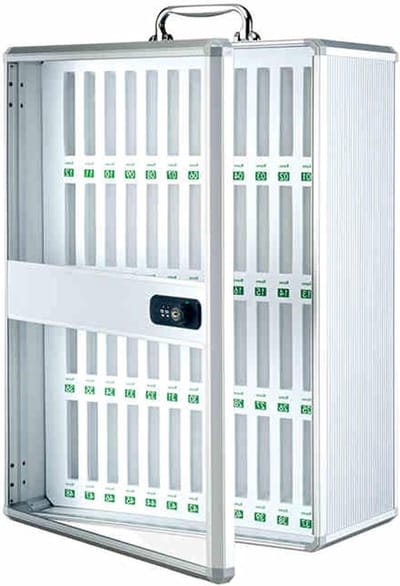 Telefoonkluis - Opbergkastje - Apparaten Beveiligen - Combinatieslot - 48 Slots - Zilver