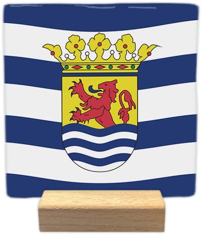 Zeeland - Keramische decoratie tegel - incl. houten presenteerblok