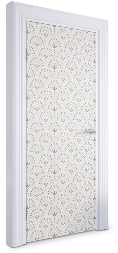 Wallfluent Deursticker - Geometrisch bloemenpatroon Deurbehang - 85 x 205 cm - Romig Deurposter - Moderne Deur Sticker - De resterende Deur Sticker - Deursticker voor de Slaapkamer - Deurbehang Sticker