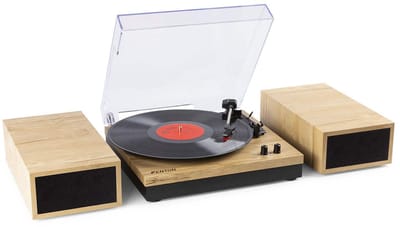 Retro Platenspeler met Bluetooth en Speakers - Fenton RP165L - Incl. Naald - Lichtbruin Hout