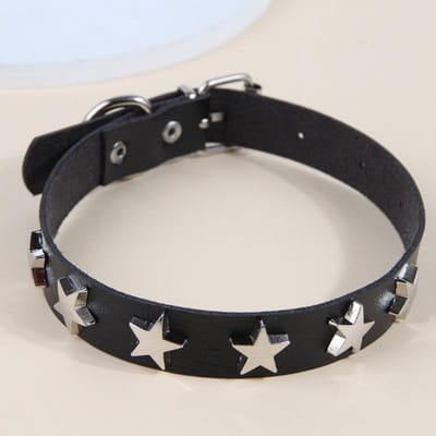 New Rock Punk Mode Eenvoud Pentagram Zwart PU Leer Persoonlijkheid Eenvoud Dames Halsketting zwart