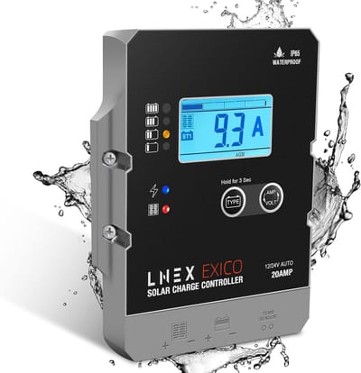 Waterdichte Solar Laadregelaar 20A PWM voor Zonnepanelen, 12V/24V met LCD Display