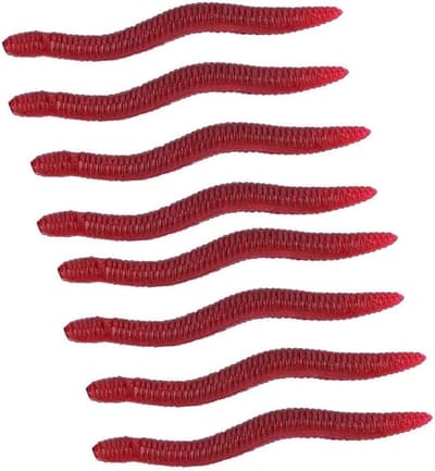 Kunstwormen VIsaas - Zachte Lokaas Regenworm - Vissen Vangen - Realistische Zwemactie - 4 cm - Rood