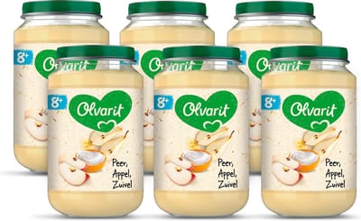 Olvarit Fruithapje 8+ Maanden – Peer Appel Zuivel – 6 x 200g