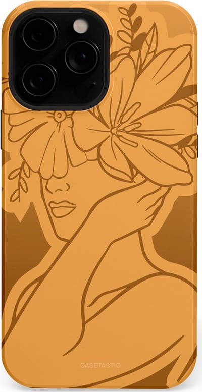 Casetastic hoesje geschikt voor Apple iPhone 13 Pro Max - MagSafe - Dubbellaagse bescherming - Botanische Elegantie - Fashion Case - Goud Bruin Terracotta