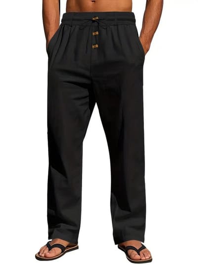 Livano Linnen Broek Heren - Zomerbroek - Volwassenen - Lange Broek - Pantalon - Strandbroek - Zomer - Ibiza Stijl - Zwart - Maat S