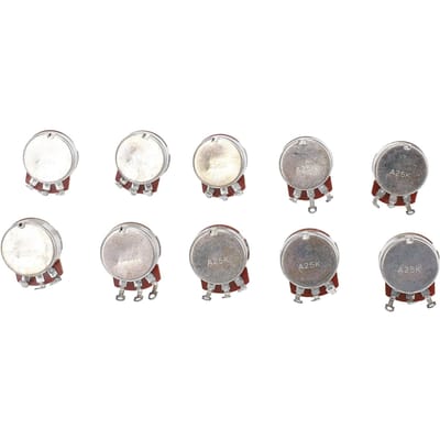 10 Pcs Potentiomètre Guitare Axe 18mm 25K Ohm Bas Métrique M8 Potentiomètres Guitare Basse Électrique pour Volume