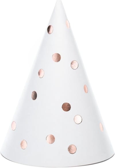 Partyhoedjes Wit Met Stippen Roségoud (6st)