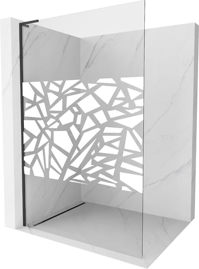 Mexen Kioto L Douchewand Walk-in 70 x 200 , wit patroon, zwart - 800-070-103-70-85