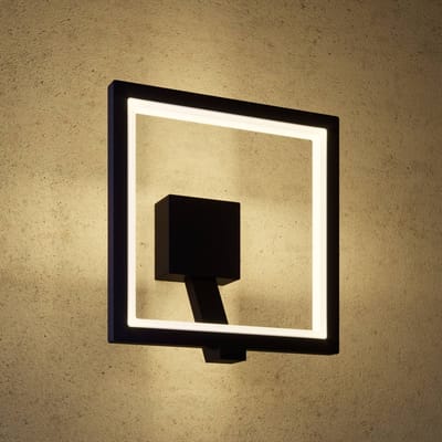 LED wandlamp Lucande Square, antraciet, metaal, IP65