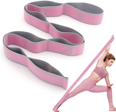 Thijox - Yogariem met 8 Lussen voor Stretching, Elastische Gymnastiekband, Yoga Stretchband voor Pilates, Dans, Gymnastiek, Fysiotherapie, Flexibilite