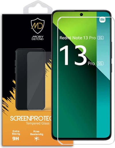 MobyDefend Screenprotector - Geschikt voor Xiaomi Redmi Note 13 Pro 5G - Case-Friendly Screensaver - Gehard Glas