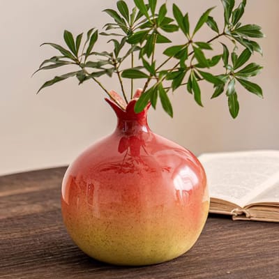 Bloemenvaas Uniek Ontwerp - Decoratieve Vaas - Granaatappelvorm - 16,3 cm - Woondecoratie - Voor Keuken/Kantoor - Decoratievaas