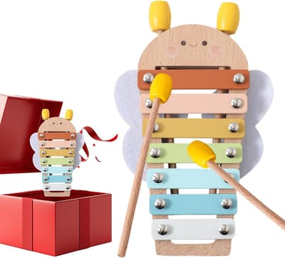 Houten Muziekinstrument - Kinderinstrument Vroegleren - Creatieve Ontwikkeling - Zacht Geluid - 20 x 15 x 5 cm