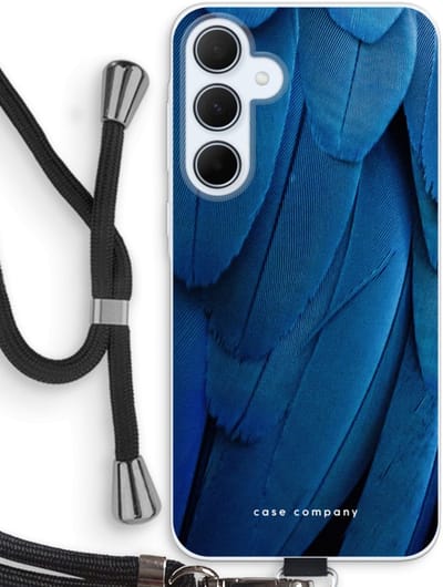 Case Company® - Hoesje met koord geschikt voor Samsung Galaxy A35 hoesje met Koord - Pauw - Telefoonhoesje met Zwart Koord - Bescherming aan alle Kanten en Over de Schermrand