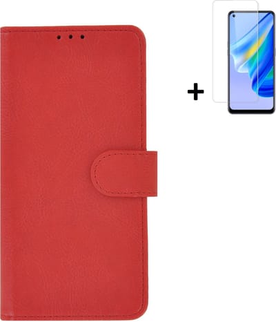 MoDo hoesje Geschikt voor Oppo Find X5 Lite - Kunstleer Book Case - Rood hoesje met screenprotector