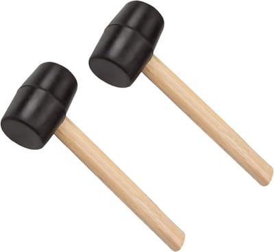 Grote Rubberen Hamer - Slaghamer - Klussen en Monteren - Duurzaam Houten Handvat - 2 stuks 16oz - Zwart