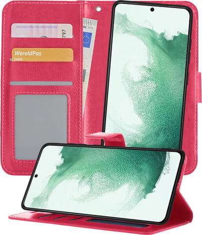 Hoesje 2 in 1 - Geschikt voor Samsung Galaxy S22 - Met Uitneembare Hard Cover - Bookcase - Wallet Case - Met Pasjeshouder - Book Case - Uitneembaar - Pashouder - Kunstleer - Donkerroze