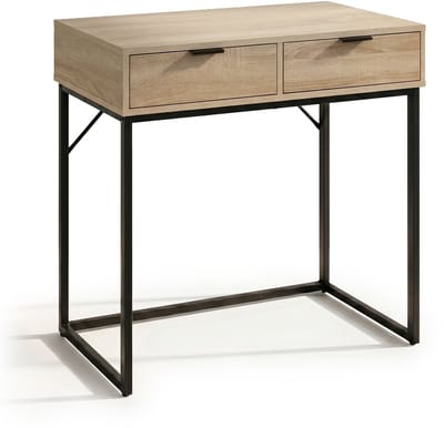 Consoletafel ELANO / Loftstijl / Industrieel / Haltafel / Sidetable met 2 Lades / 80x35x80 cm / Sonoma Eiken